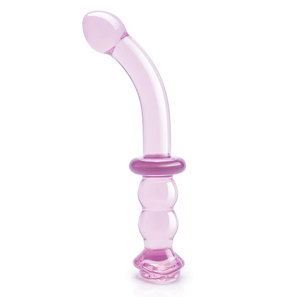 Dream Toys Glaze Pink Glass Rosebud Curved G-Spot Dildo Rose Massager Love Probe Wand Temperature Play Sex Toy