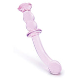 Dream Toys Glaze Pink Glass Rosebud Curved G-Spot Dildo Rose Massager Love Probe Wand Temperature Play Sex Toy