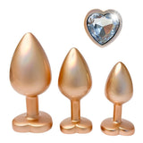 Dream Toys Gleaming Love Pearl Gold Jewel Butt Plug Set 3 Size Heart Gem Anal Training Kit