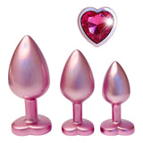 Dream Toys Gleaming Love Pearl Pink Jewel Butt Plug Set 3 Size Heart Gem Anal Training Kit