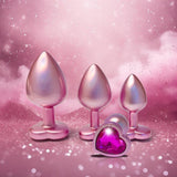 Dream Toys Gleaming Love Pearl Pink Jewel Butt Plug Set 3 Size Heart Gem Anal Training Kit