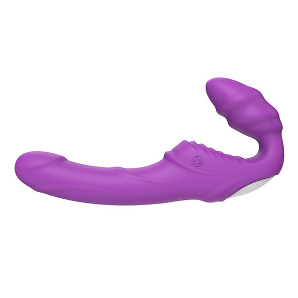 Dream Toys Vibes of Love Double Dipper Vibrating Strapless Strap-On Dildo Couples Sex Toy