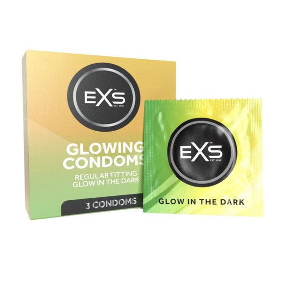 EXS Glowing Fun Glow In The Dark Condoms 3 Pack Safe Sex Protection