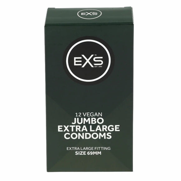 EXS Jumbo Extra Large Condoms 12 Pack XXL Size Safe Sex Protection Vegan