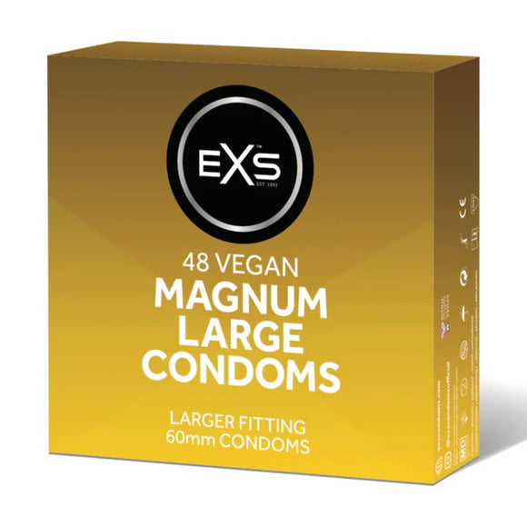 EXS Magnum Large Condoms 48 Pack XL Size Safe Sex Protection Vegan