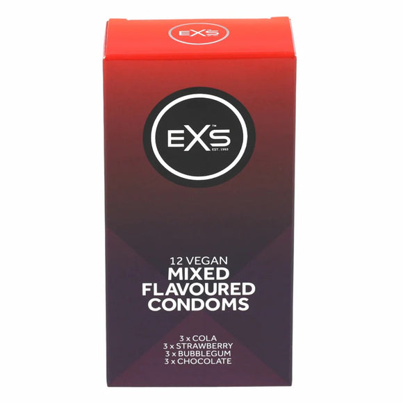 EXS Mixed Flavour Condoms 12 Pack Assorted Safe Sex Protection Vegan