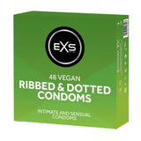 EXS Ribbed & Dotted Condoms 48 Pack Pleasure Sensation Safe Sex Vegan