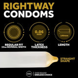 EXS Rightway Gold Dual Coloured Condoms 12 Pack Regular Fit Safe Sex