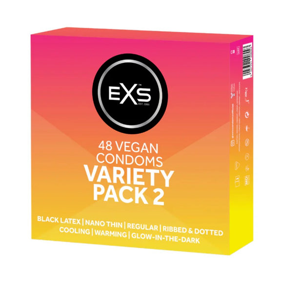 EXS Variety Pack 2 Condoms 48 Assorted Safe Sex Protection Mixed Box