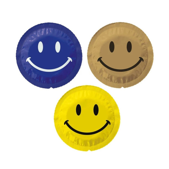 EXS Smiley Face Condoms Vegan Mixed Colours Regular Fit Safe Sex 12 Pack