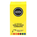 EXS Smiley Face Condoms Vegan Mixed Colours Regular Fit Safe Sex 12 Pack