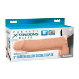 Fantasy X-Tensions Elite 8" Vibrating Hollow Silicone Strap-On Dual Density Dildo Light Skin Sex Toy