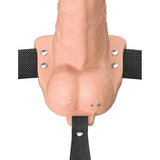 Fantasy X-Tensions Elite 8" Vibrating Hollow Silicone Strap-On Dual Density Dildo Light Skin Sex Toy