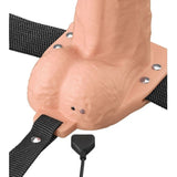 Fantasy X-Tensions Elite 8" Vibrating Hollow Silicone Strap-On Dual Density Dildo Light Skin Sex Toy