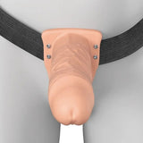 Fantasy X-Tensions Elite 8" Vibrating Hollow Silicone Strap-On Dual Density Dildo Light Skin Sex Toy