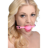 Frisky Glow Gag Glow in the Dark Pink Silicone Ball Mouth Gag Bondage Play