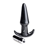 Frisky Thrilling Noir Smooth Butt Plug Vibrating Bullet Black Anal Sex Toy