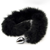 Furry Fantasy Black Panther Tail Butt Plug Teardrop Animal Faux Fur Anal Sex Toy