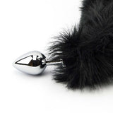 Furry Fantasy Black Panther Tail Butt Plug Teardrop Animal Faux Fur Anal Sex Toy