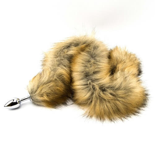 Furry Fantasy Red Fox Tail Butt Plug Tear Drop Animal Play Faux Fur Anal Sex Toy