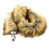 Furry Fantasy Red Fox Tail Butt Plug Tear Drop Animal Play Faux Fur Anal Sex Toy