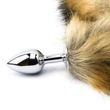 Furry Fantasy Red Fox Tail Butt Plug Tear Drop Animal Play Faux Fur Anal Sex Toy