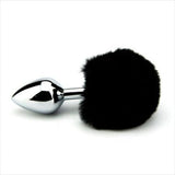 Furry Fantasy Black Faux Fur Bunny Rabbit Tail Metal Butt Plug Cute Role Play Anal Sex Toy