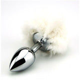 Furry Fantasy White Faux Fur Bunny Rabbit Tail Metal Butt Plug Cute Role Play Anal Sex Toy