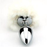 Furry Fantasy White Faux Fur Bunny Rabbit Tail Metal Butt Plug Cute Role Play Anal Sex Toy