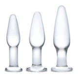 Gläs 3pc Anal Training Glass Butt Plug Set 3 Size Beginners Starter Kit