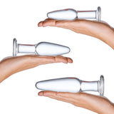 Gläs 3pc Anal Training Glass Butt Plug Set 3 Size Beginners Starter Kit