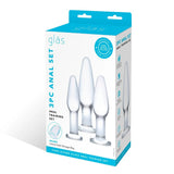 Gläs 3pc Anal Training Glass Butt Plug Set 3 Size Beginners Starter Kit