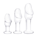 Gläs 3PC Helmet Head Handblown Glass Anal Training Kit 3 Size Butt Plug Set Sex Toy