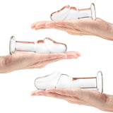 Gläs 3PC Helmet Head Handblown Glass Anal Training Kit 3 Size Butt Plug Set Sex Toy
