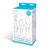Gläs 3PC Helmet Head Handblown Glass Anal Training Kit 3 Size Butt Plug Set Sex Toy