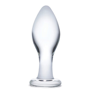 Gläs 4" Classic Glass Butt Plug Clear Teardrop Shape Anal Play Sex Toy