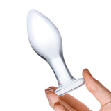 Gläs 4" Classic Glass Butt Plug Clear Teardrop Shape Anal Play Sex Toy