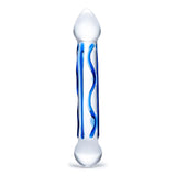 Gläs 6.5" Full Tip Textured Blue Glass Dildo Double Ended Wand Sex Toy
