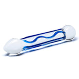 Gläs 6.5" Full Tip Textured Blue Glass Dildo Double Ended Wand Sex Toy