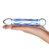 Gläs 6.5" Full Tip Textured Blue Glass Dildo Double Ended Wand Sex Toy