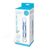 Gläs 6.5" Full Tip Textured Blue Glass Dildo Double Ended Wand Sex Toy