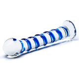 Gläs 7.5" Blue Spiral Glass Dildo Bulb Tip G-Spot Temperature Play Sex Toy