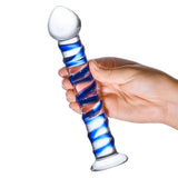 Gläs 7.5" Blue Spiral Glass Dildo Bulb Tip G-Spot Temperature Play Sex Toy