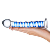 Gläs 7.5" Blue Spiral Glass Dildo Bulb Tip G-Spot Temperature Play Sex Toy