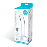 Gläs 7" Realistic Curved Glass Penis G-Spot Dildo Temperature Sex Play