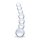 Gläs 5" Curved Glass Beaded Dildo Clear Anal Probe Temperature Play Sex Toy