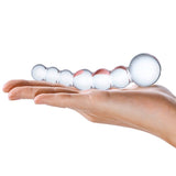Gläs 5" Curved Glass Beaded Dildo Clear Anal Probe Temperature Play Sex Toy
