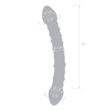 Gläs 12" Girthy Double Trouble Glass Dildo Clear Ribbed Swirl Sex Toy