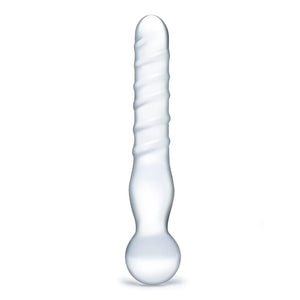 Gläs Joystick 8 Inch Clear Glass Dildo Spiral Wand Pleasure Sex Toy