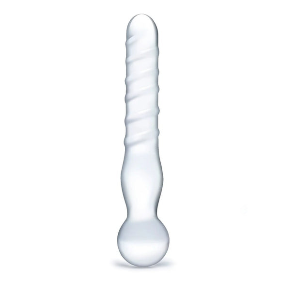 Gläs Joystick 8 Inch Clear Glass Dildo Spiral Wand Pleasure Sex Toy